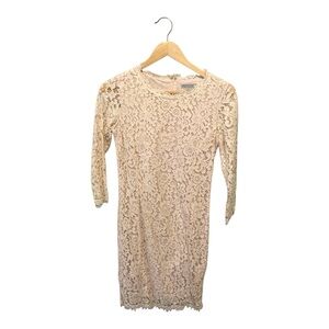 H&M Pastel Pink Lace 3/4 Sleeve Bodycon Mini Dress - WS